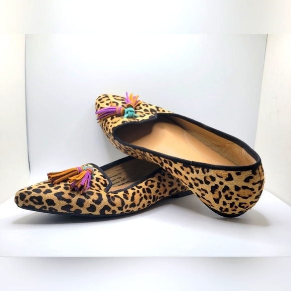 Hush Puppies Shoes - Hush Puppies Bounce Sz 9W Animal Print Genuine Calf Fur Flat Slip On Shoes